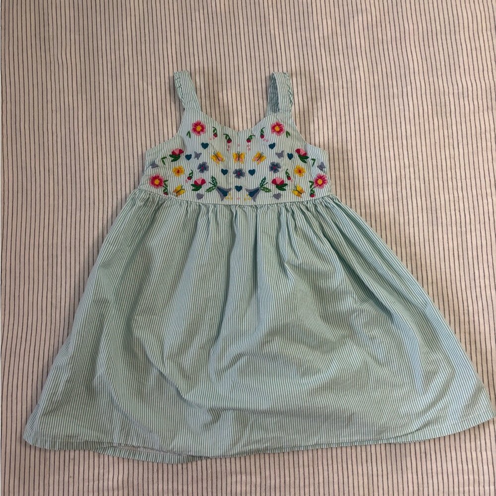 Floral Embroidered Kids Dress - turquoise